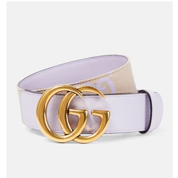 Gucci Marmont Jumbo GG Lavender Belt Leather and Canvas